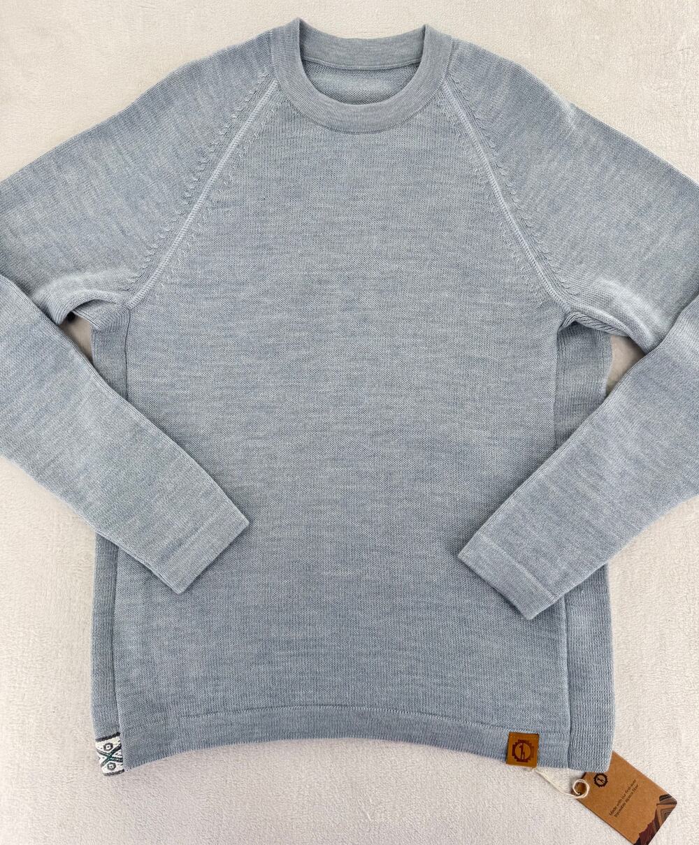 Paka The Original Crew Sweater Blue Alpaca Knit Crewneck Pullover Unisex M NWT